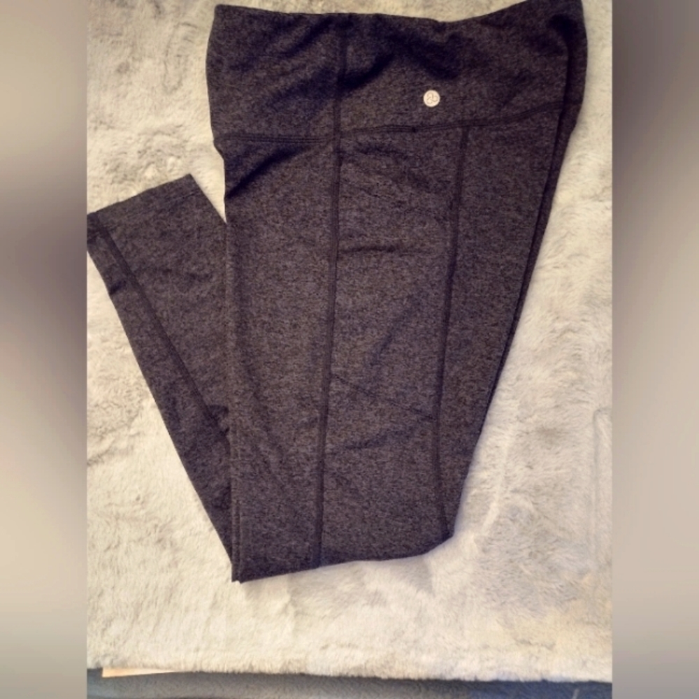 Zella Pants Womens Medium Dark Gray Leggings Full Length Yoga Back Zipper